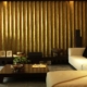 gold living room with gold shades