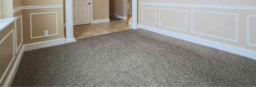empty room with grey carpet and tan walls