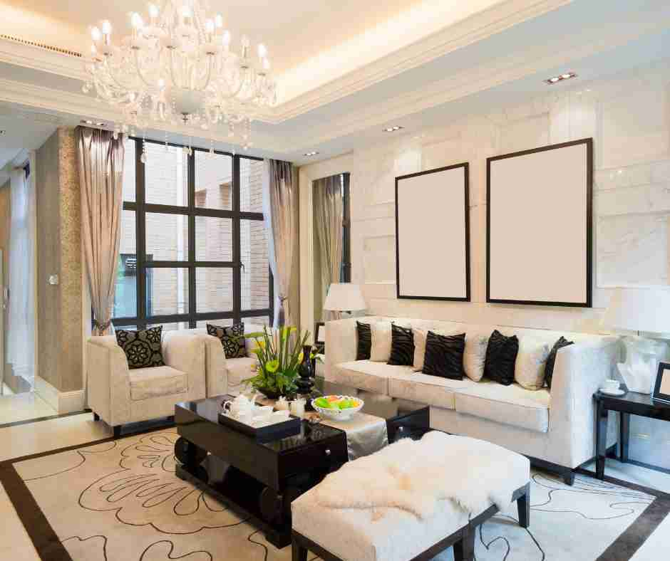 black and white uphostered furniture in living room