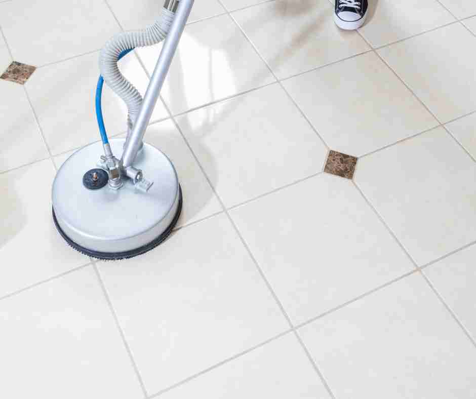 commercial tile cleaning on white floor
