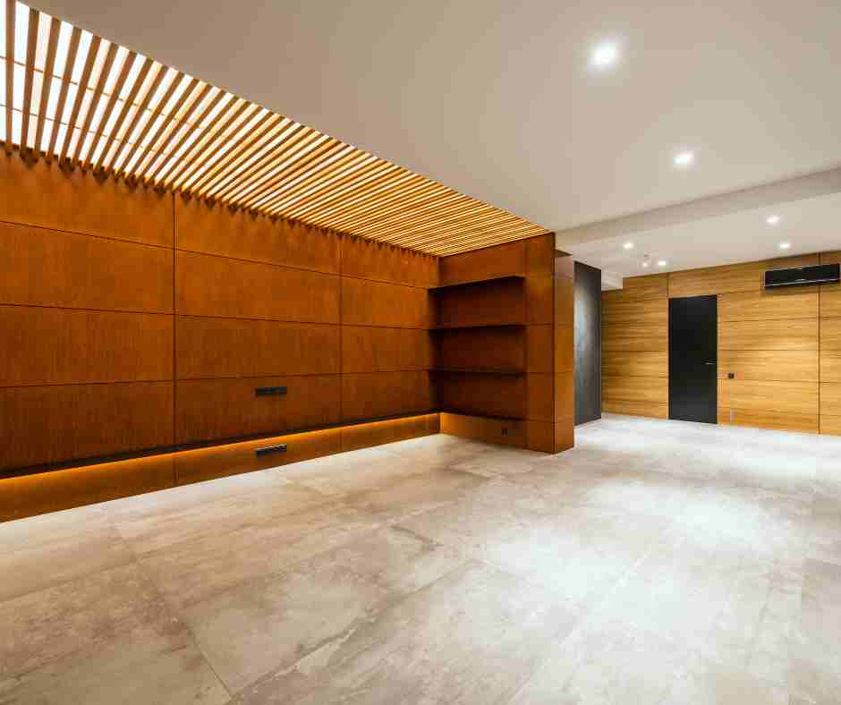 commercial tile with wood paneling