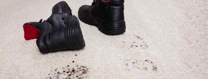 muddy shoes on carpeting
